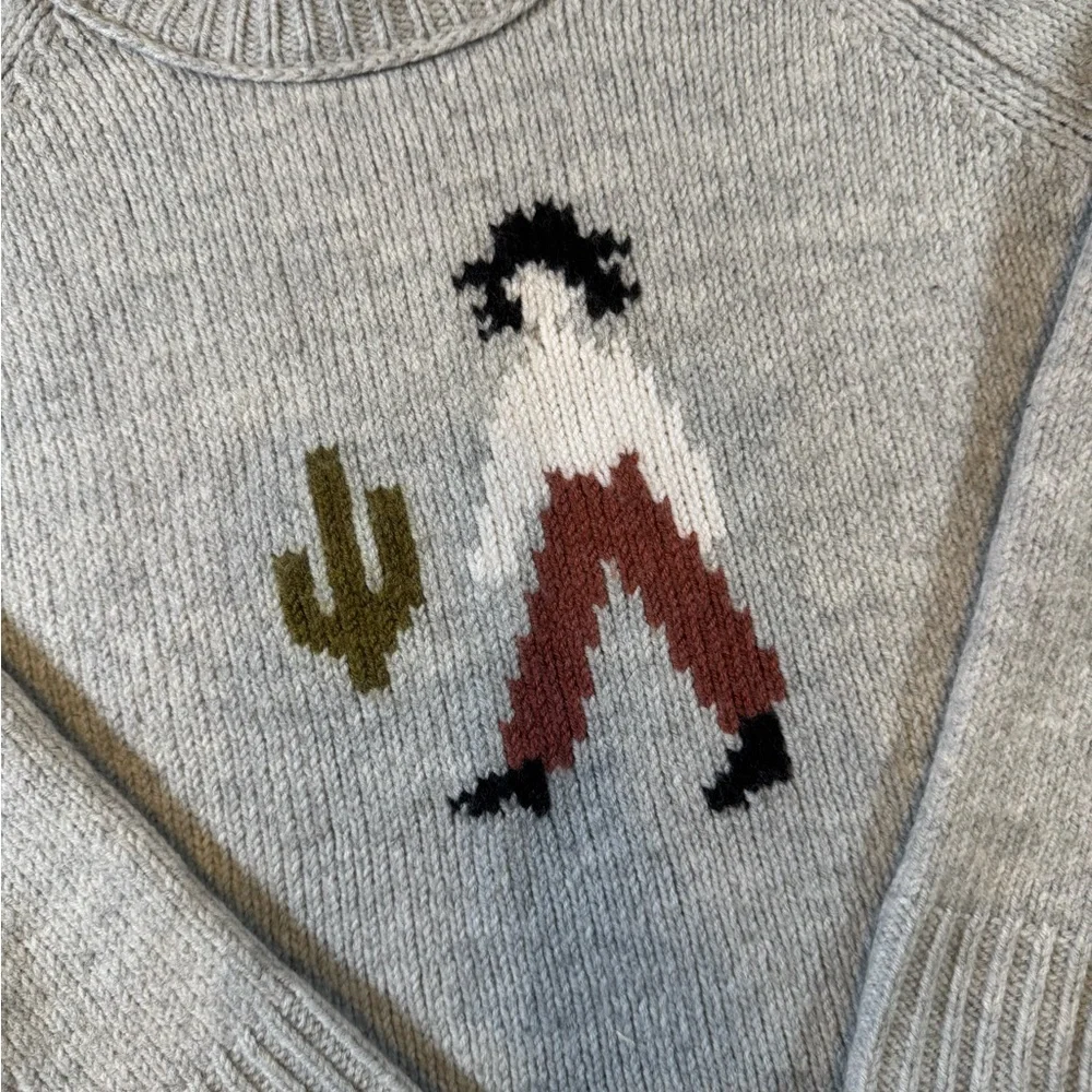 Madewell El Rancho Gray Western Knit Sweater - Made with Supersoft Wool Blend - Picture 2 of 8